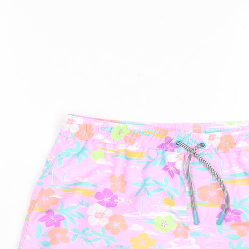 Marks and Spencer Girls Multicoloured Floral Polyester Sweat Shorts Size 12-13 Years L6 in Regular Drawstring