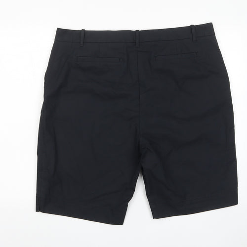 Marks and Spencer Womens Black Cotton Bermuda Shorts Size 20 L11 in Regular Zip - Pockets