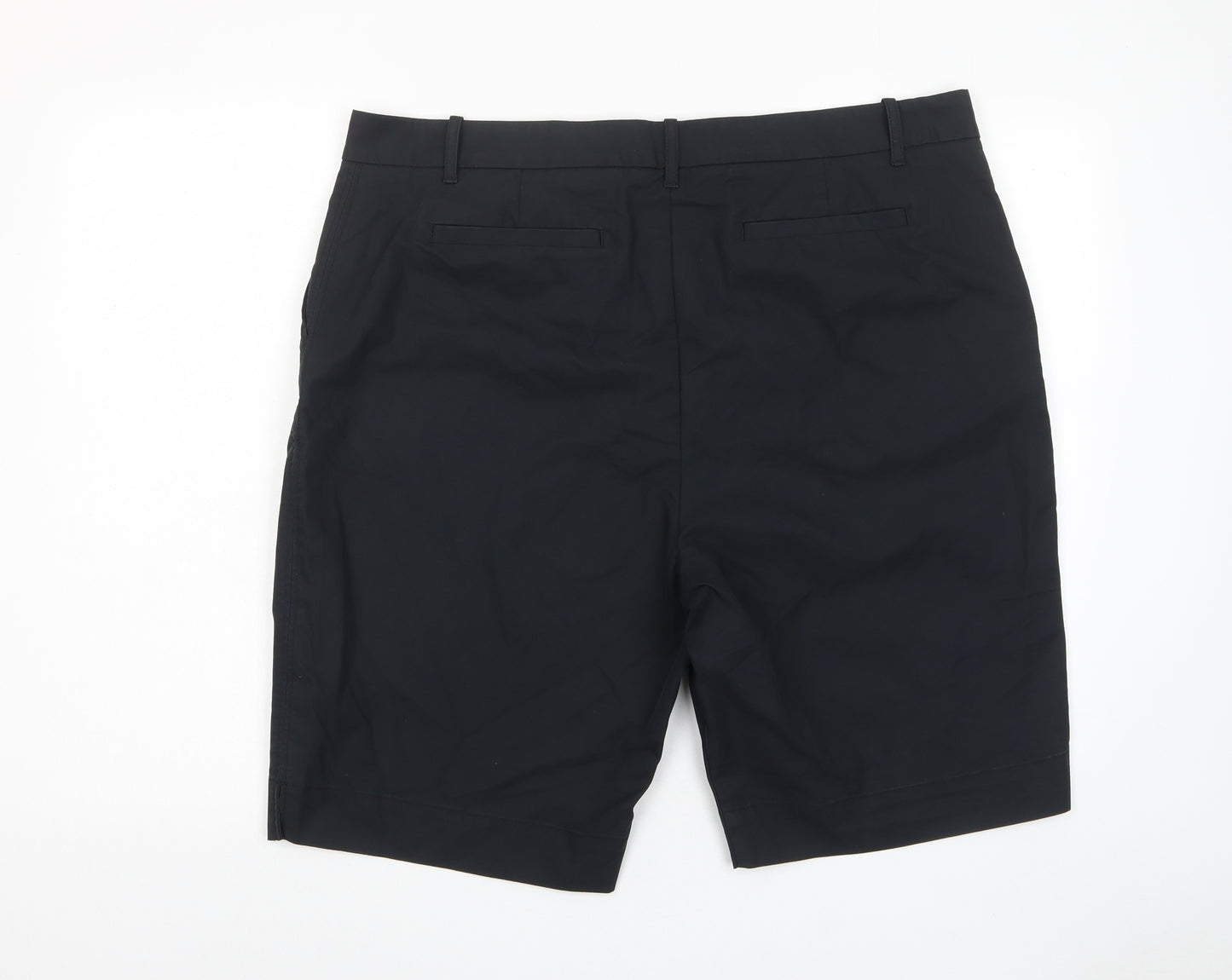 Marks and Spencer Womens Black Cotton Bermuda Shorts Size 20 L11 in Regular Zip - Pockets