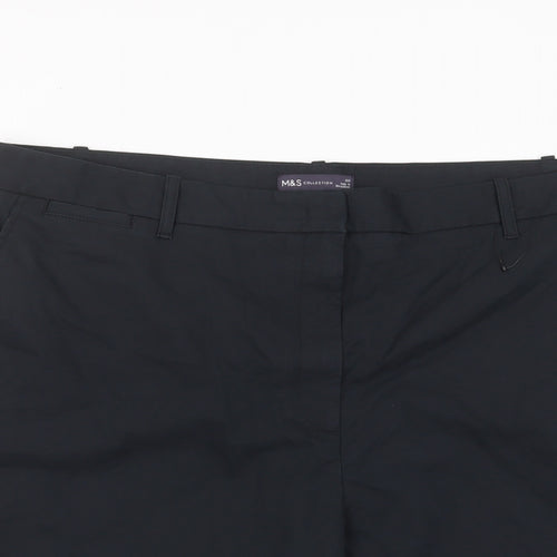 Marks and Spencer Womens Black Cotton Bermuda Shorts Size 20 L11 in Regular Zip - Pockets
