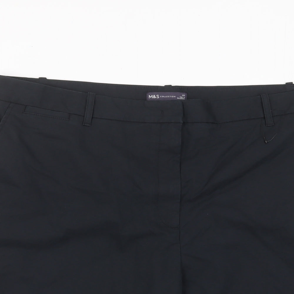 Marks and Spencer Womens Black Cotton Bermuda Shorts Size 20 L11 in Regular Zip - Pockets