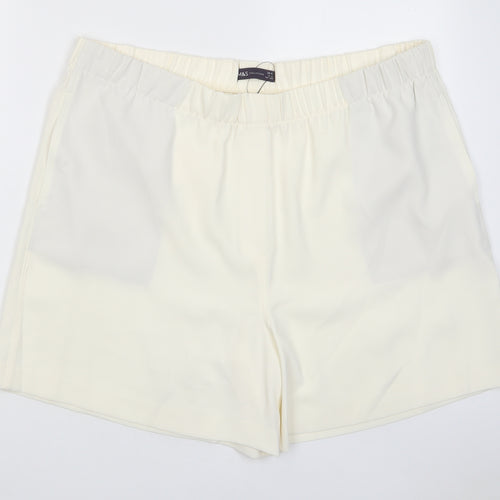 Marks and Spencer Womens Ivory Polyester Basic Shorts Size 20 L7 in Regular Pull On
