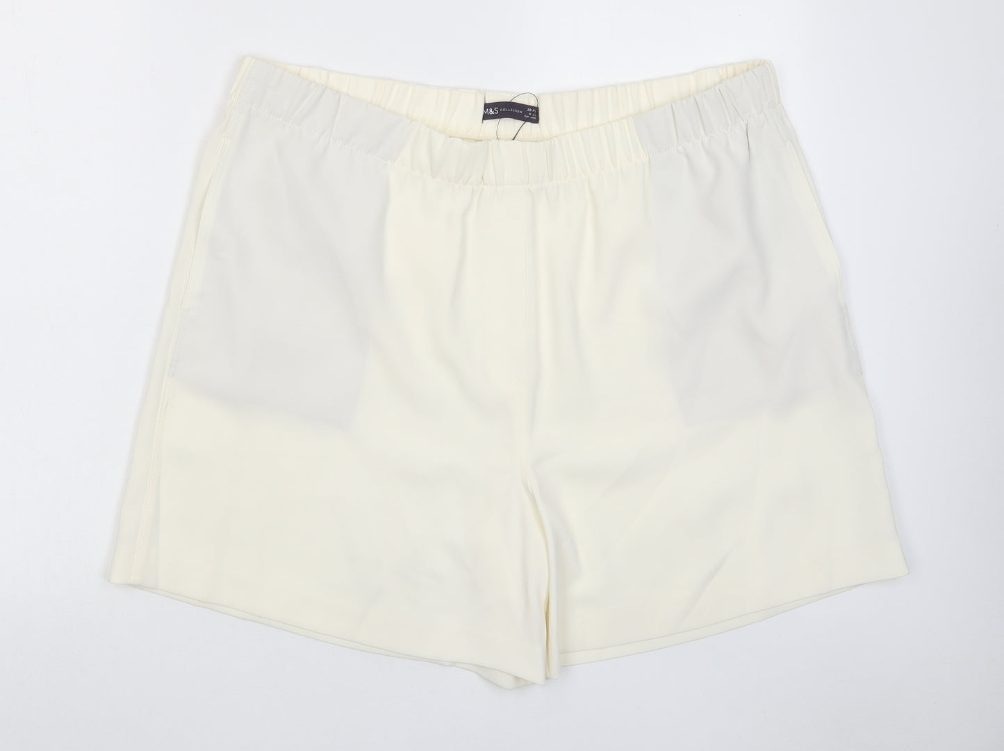 Marks and Spencer Womens Ivory Polyester Basic Shorts Size 20 L7 in Regular Pull On