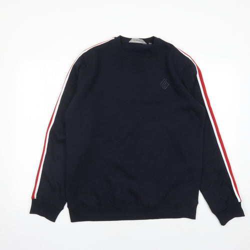 Enzo Mens Blue Cotton Pullover Sweatshirt Size L