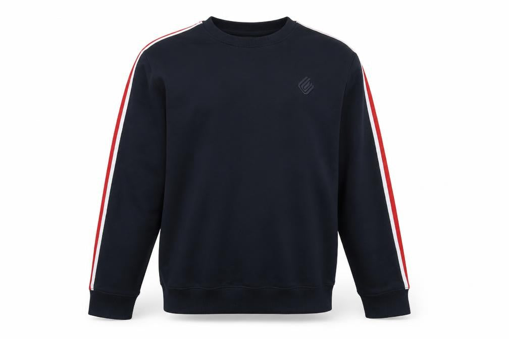 Front view of Enzo men’s blue cotton pullover sweatshirt, size L