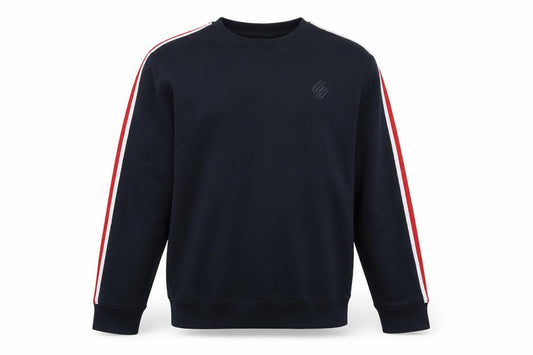 Front view of Enzo men’s blue cotton pullover sweatshirt, size L