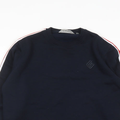 Enzo Mens Blue Cotton Pullover Sweatshirt Size L