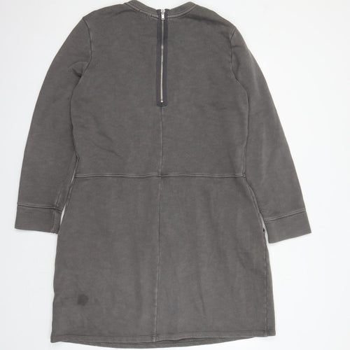 Gap Womens Grey 100% Cotton Jumper Dress Size XL Round Neck Zip - Pockets
