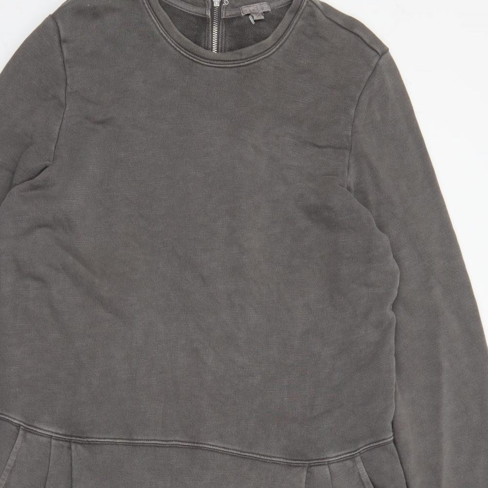 Gap Womens Grey 100% Cotton Jumper Dress Size XL Round Neck Zip - Pockets