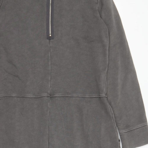 Gap Womens Grey 100% Cotton Jumper Dress Size XL Round Neck Zip - Pockets