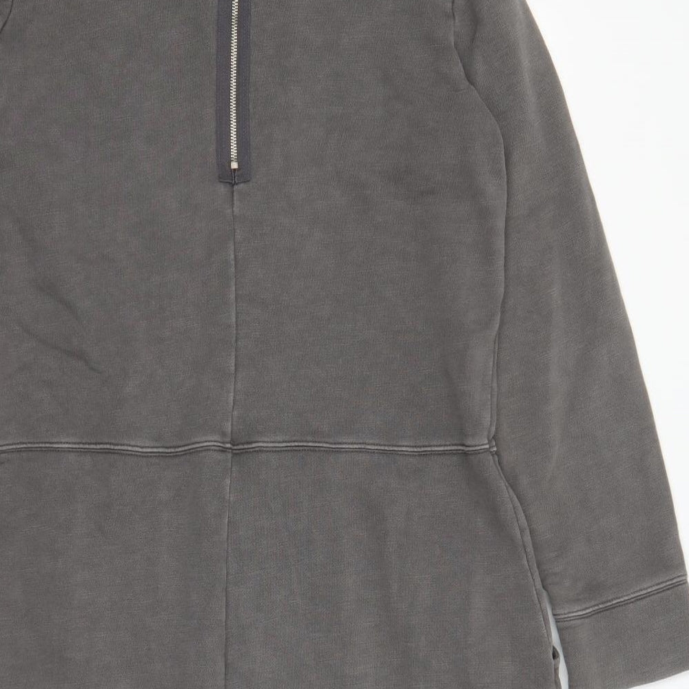 Gap Womens Grey 100% Cotton Jumper Dress Size XL Round Neck Zip - Pockets