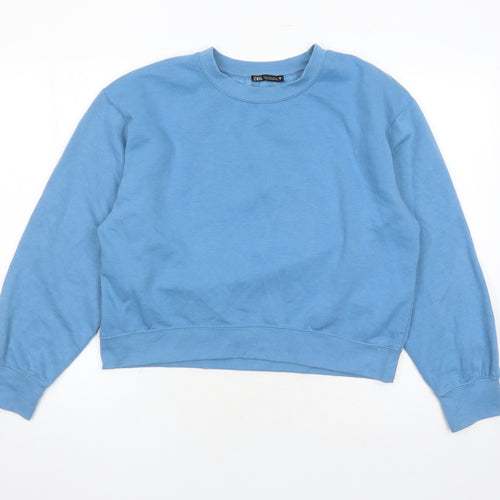 Zara Womens Blue Polyester Pullover Sweatshirt Size L Pullover
