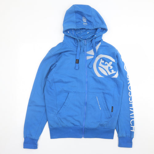Crosshatch Mens Blue Cotton Full Zip Hoodie Size M