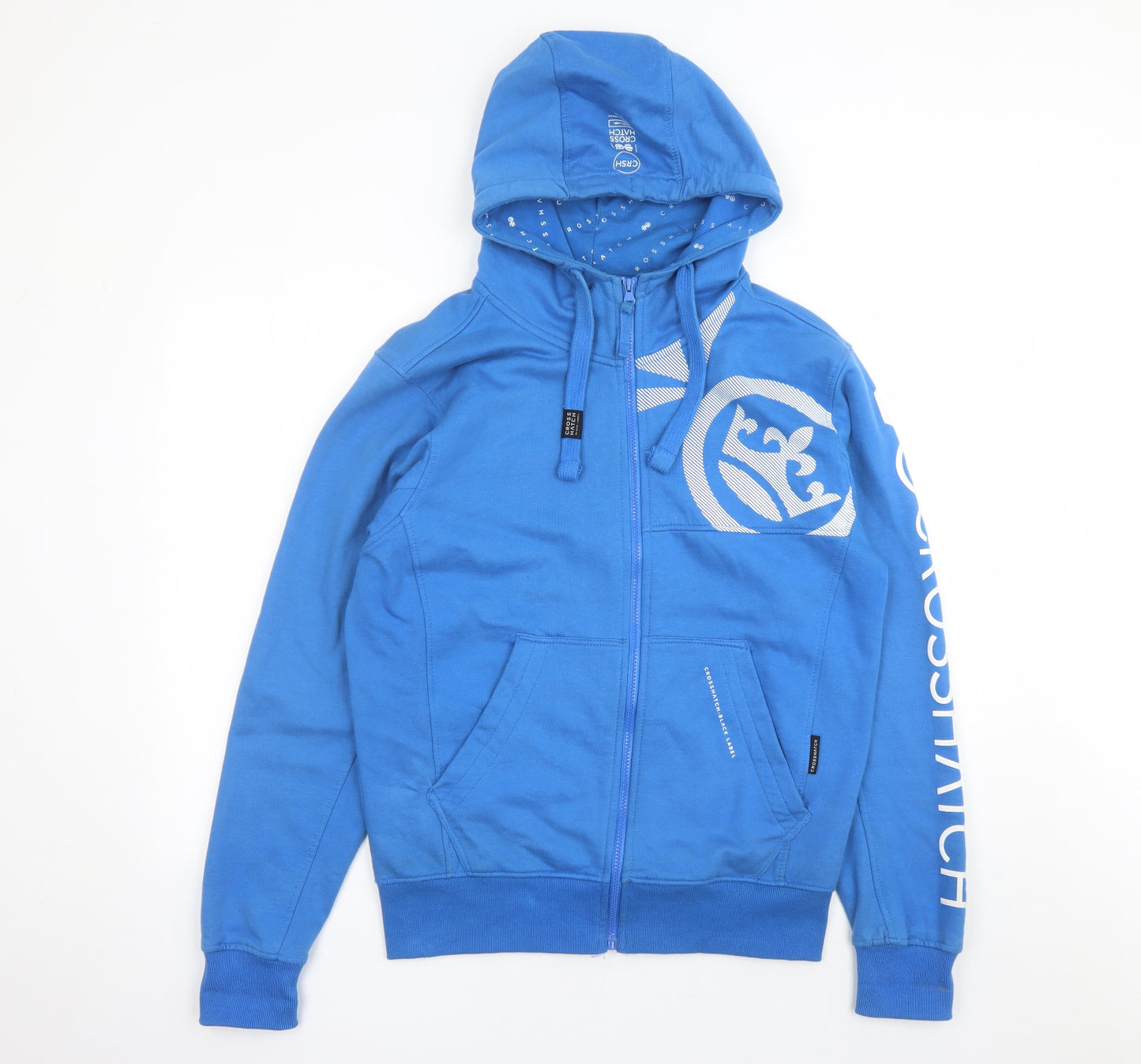 Crosshatch Mens Blue Cotton Full Zip Hoodie Size M