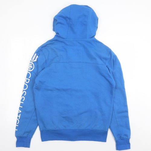 Crosshatch Mens Blue Cotton Full Zip Hoodie Size M