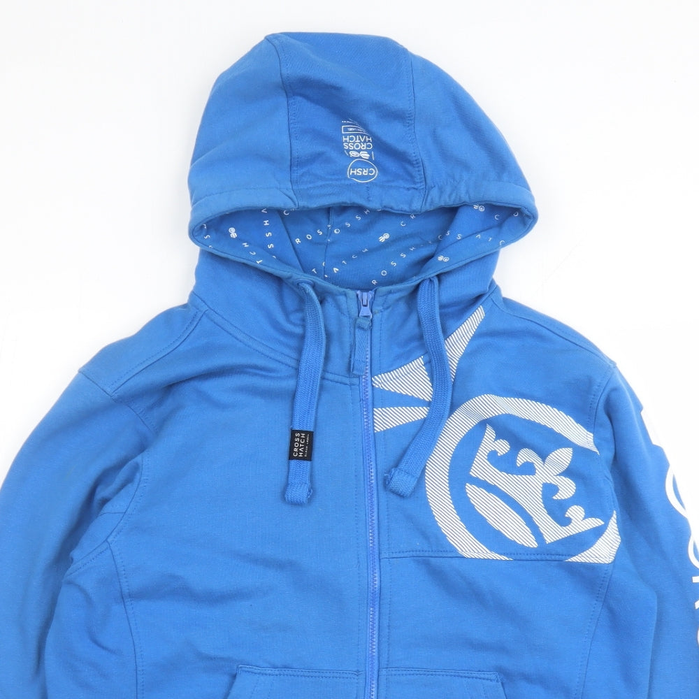 Crosshatch Mens Blue Cotton Full Zip Hoodie Size M