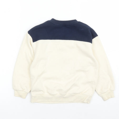 H&M Boys Ivory Colourblock Cotton Pullover Sweatshirt Size 4 Years Pullover - Size 4-6 Years Michigan 1947