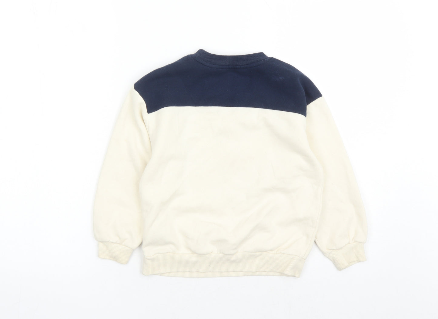 H&M Boys Ivory Colourblock Cotton Pullover Sweatshirt Size 4 Years Pullover - Size 4-6 Years Michigan 1947