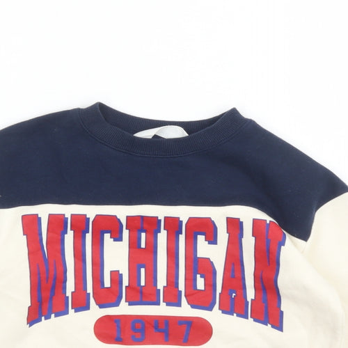 H&M Boys Ivory Colourblock Cotton Pullover Sweatshirt Size 4 Years Pullover - Size 4-6 Years Michigan 1947