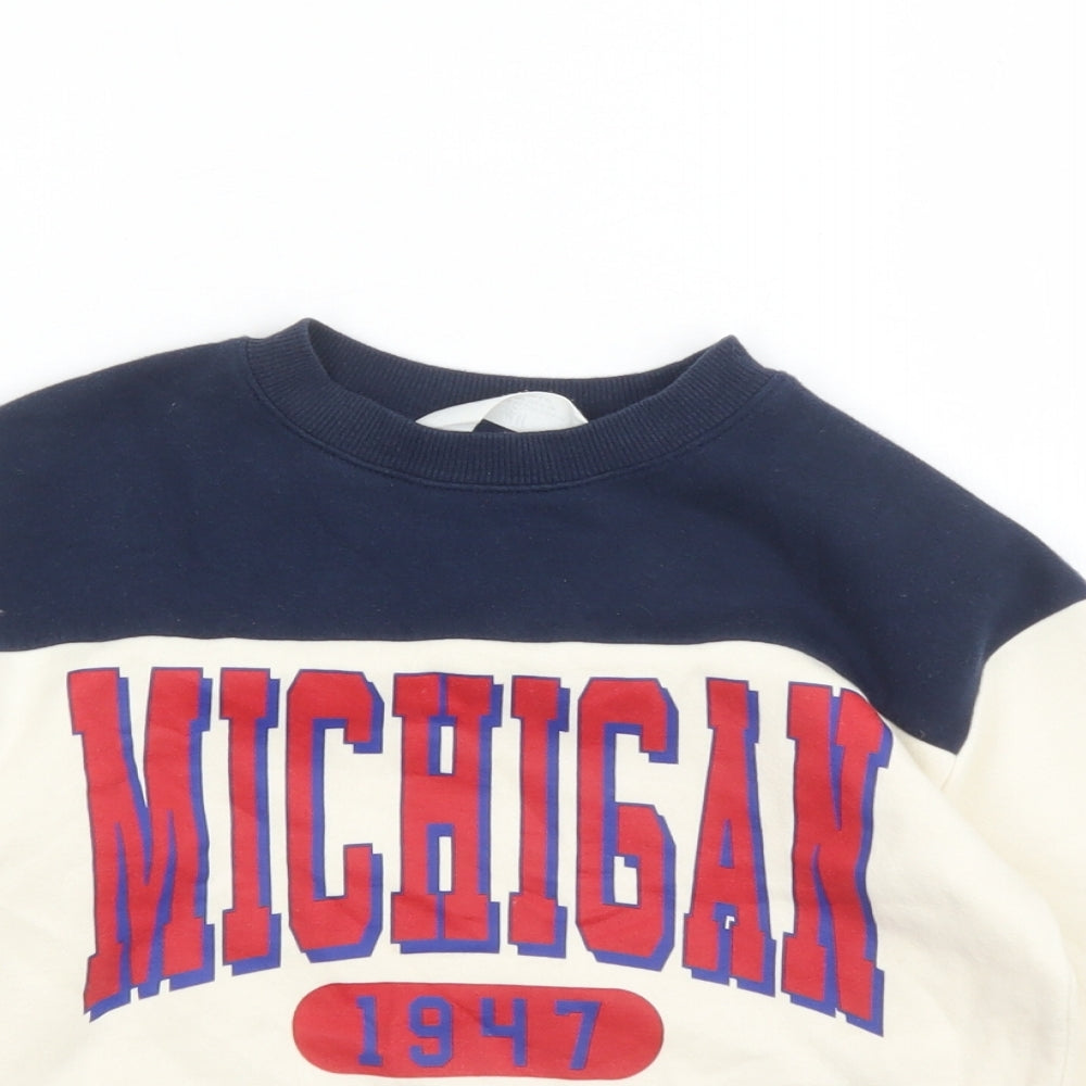 H&M Boys Ivory Colourblock Cotton Pullover Sweatshirt Size 4 Years Pullover - Size 4-6 Years Michigan 1947