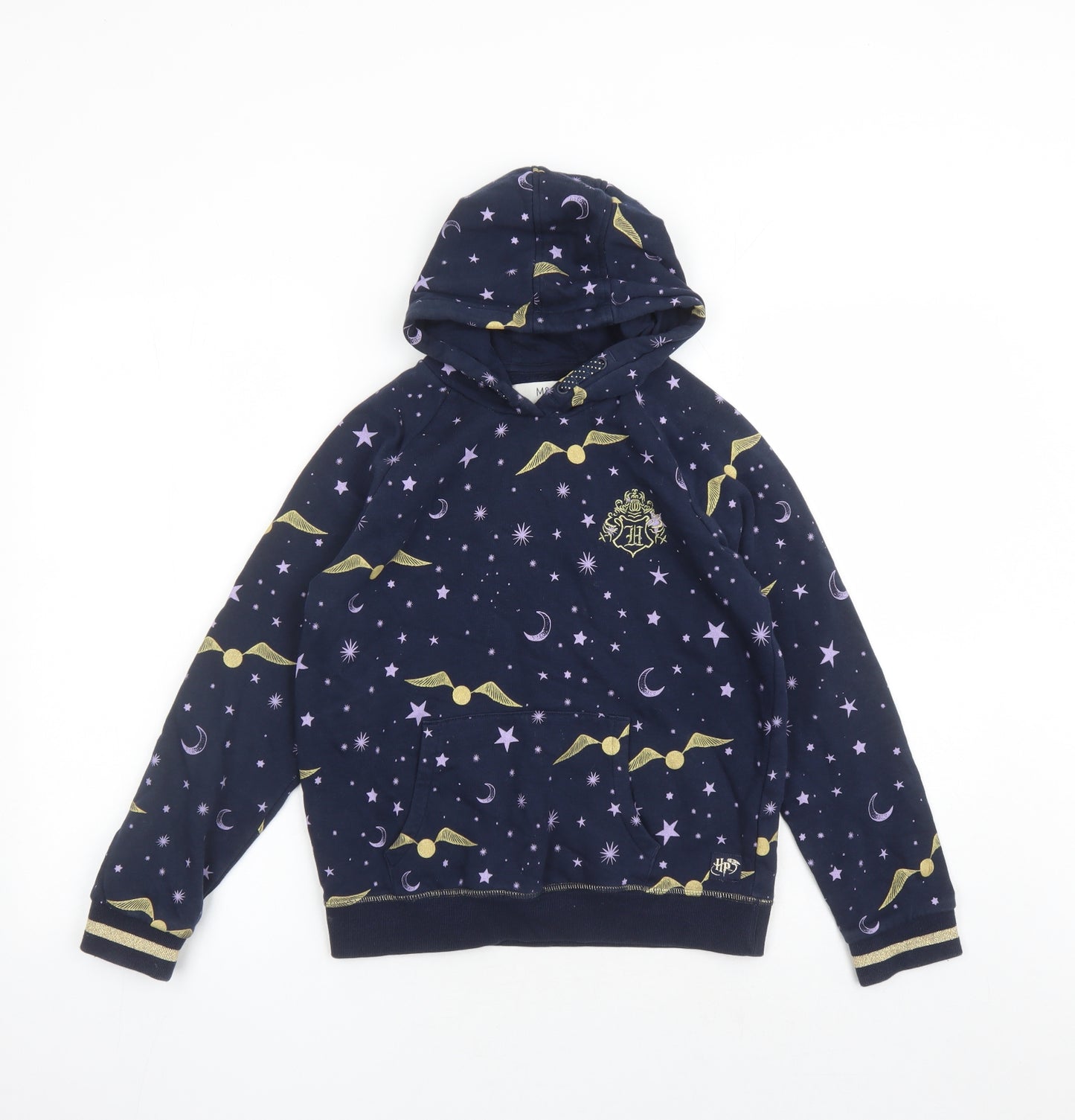 Marks and Spencer Girls Blue Geometric Cotton Pullover Hoodie Size 11-12 Years Pullover - Harry Potter