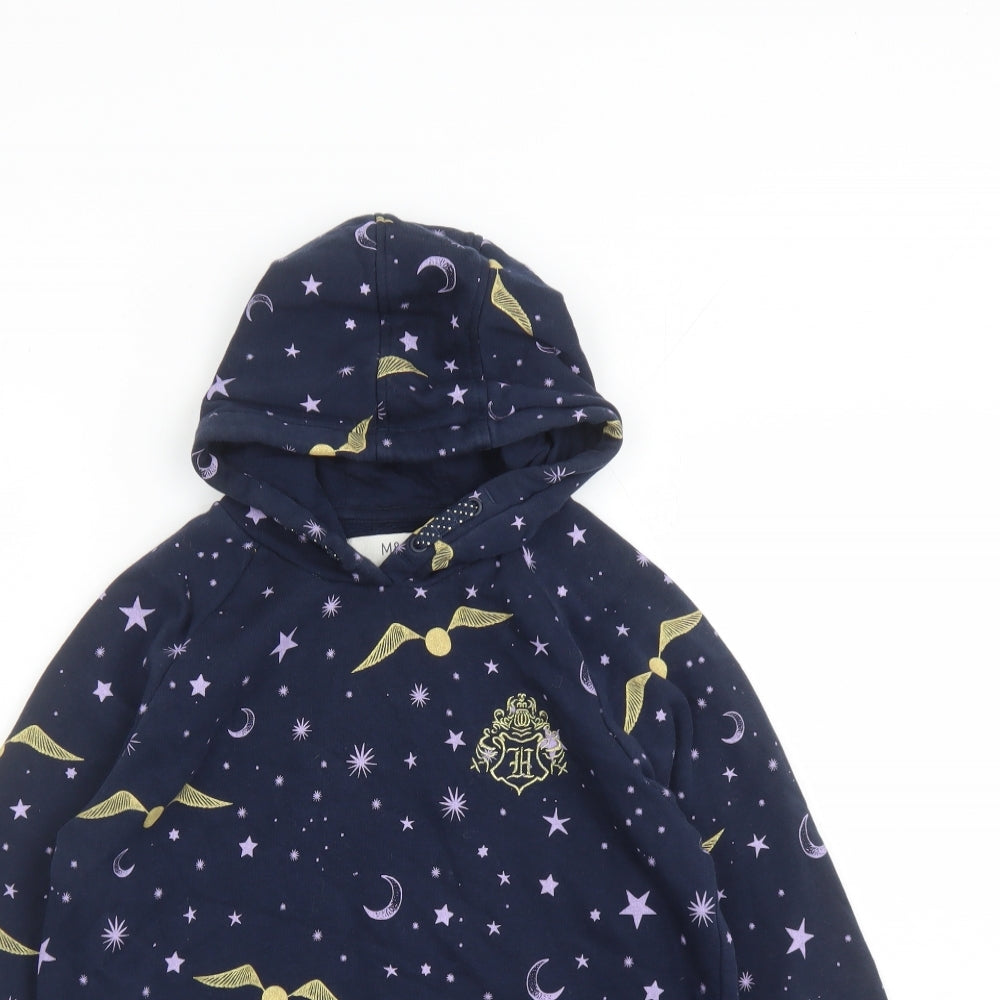 Marks and Spencer Girls Blue Geometric Cotton Pullover Hoodie Size 11-12 Years Pullover - Harry Potter