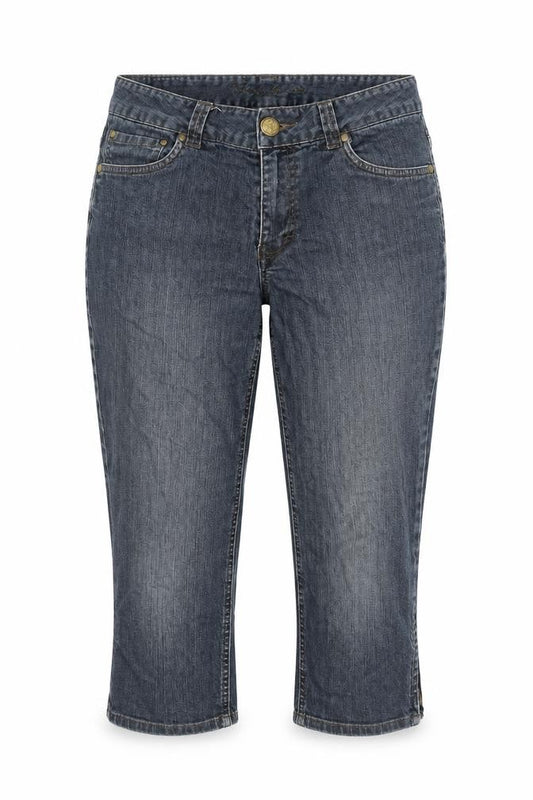 Front view of Jackpot women’s blue cotton cropped jeans, size UK 30, in, 20-inch leg regular zip - pockets