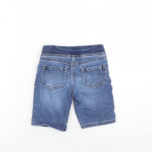 Denim & Co. Boys Blue Cotton Biker Shorts Size 5-6 Years L6 in Regular Drawstring - Waist Size 22 inches Elasticated Waist