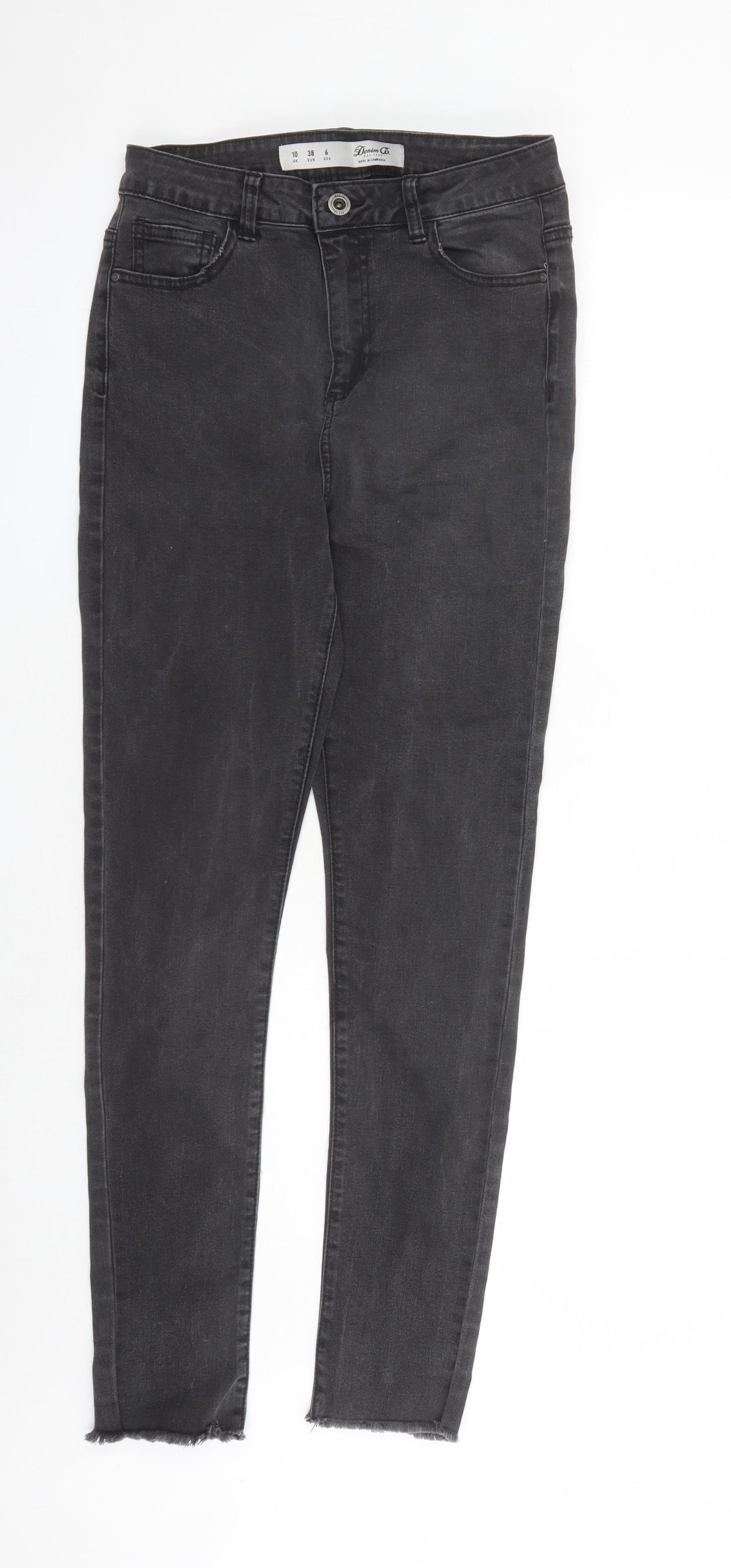 Denim & Co. Womens Black Cotton Straight Jeans Size 10 L29 in Regular Zip - raw
