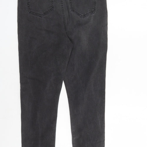 Denim & Co. Womens Black Cotton Straight Jeans Size 10 L29 in Regular Zip - raw