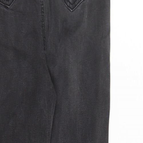 Denim & Co. Womens Black Cotton Straight Jeans Size 10 L29 in Regular Zip - raw