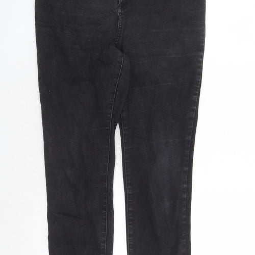 Denim & Co. Womens Black Cotton Straight Jeans Size 14 L29 in Regular Zip