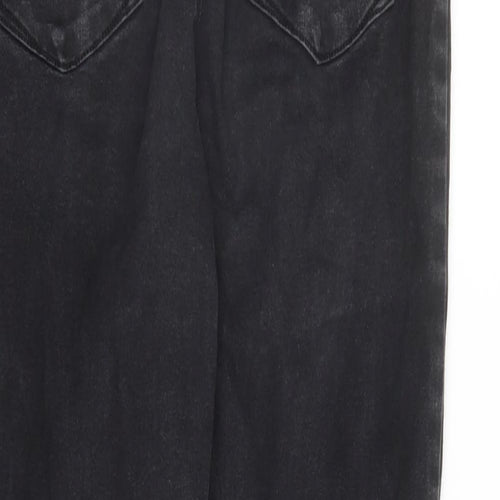 Denim & Co. Womens Black Cotton Straight Jeans Size 14 L29 in Regular Zip