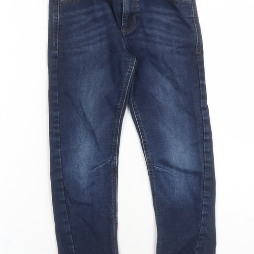 George Boys Blue Cotton Straight Jeans Size 7-8 Years L22 in Regular Zip - Pockets