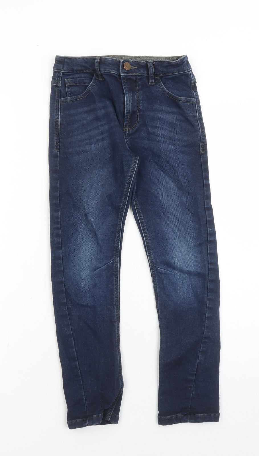 George Boys Blue Cotton Straight Jeans Size 7-8 Years L22 in Regular Zip - Pockets