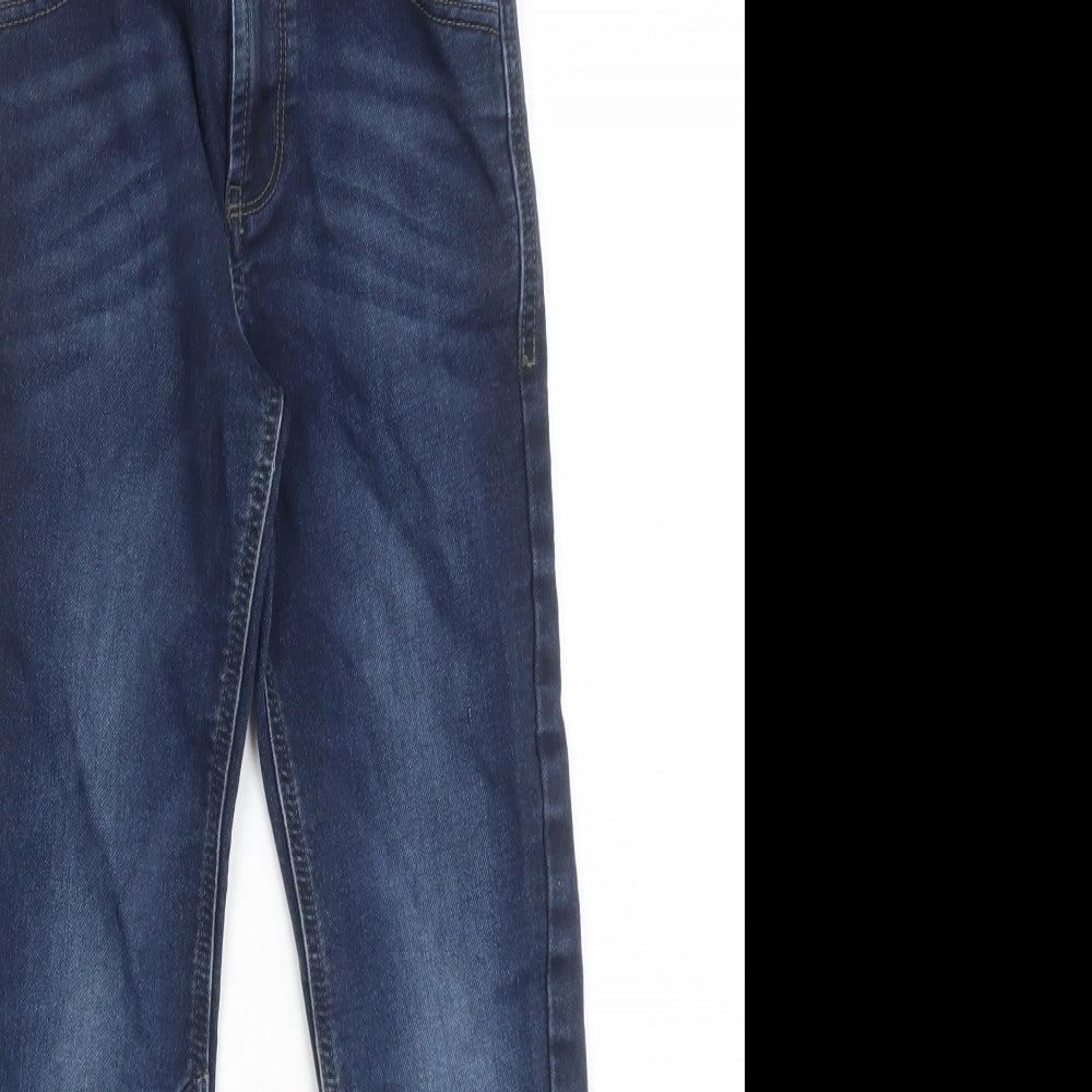 George Boys Blue Cotton Straight Jeans Size 7-8 Years L22 in Regular Zip - Pockets