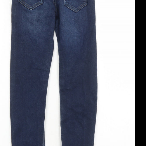 George Boys Blue Cotton Straight Jeans Size 7-8 Years L22 in Regular Zip - Pockets