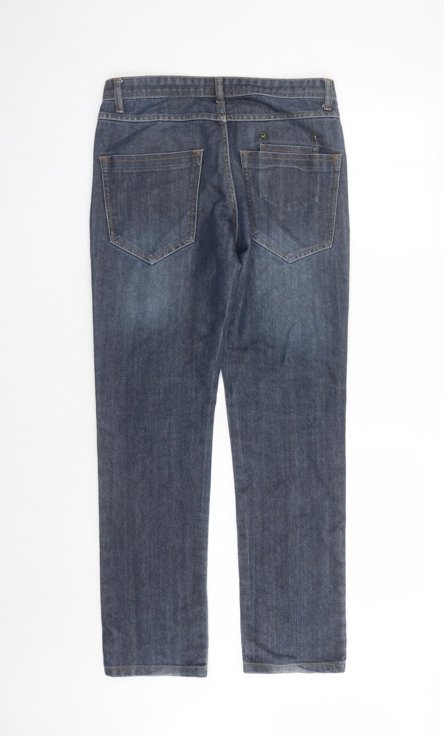 Denim & Co. Mens Blue Cotton Straight Jeans Size 32 in L30 in Regular Button - Pockets