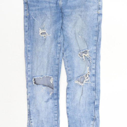 Zara Womens Blue Cotton Skinny Jeans Size 26 in L27 in Regular Zip - Raw Hems