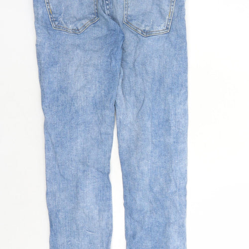 Zara Womens Blue Cotton Skinny Jeans Size 26 in L27 in Regular Zip - Raw Hems