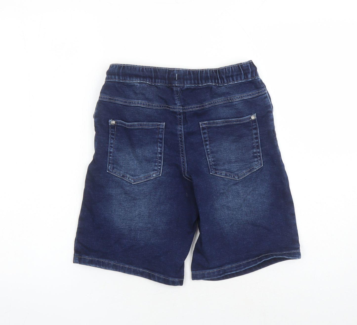 George Girls Blue Cotton Bermuda Shorts Size 11-12 Years L9 in Regular Drawstring - Elasticated Waist Pockets
