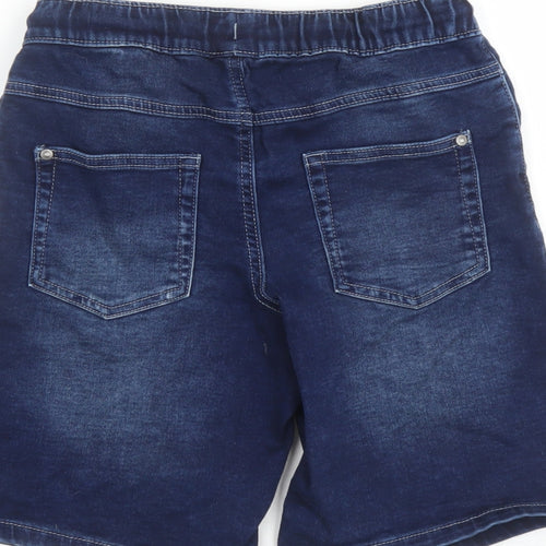 George Girls Blue Cotton Bermuda Shorts Size 11-12 Years L9 in Regular Drawstring - Elasticated Waist Pockets