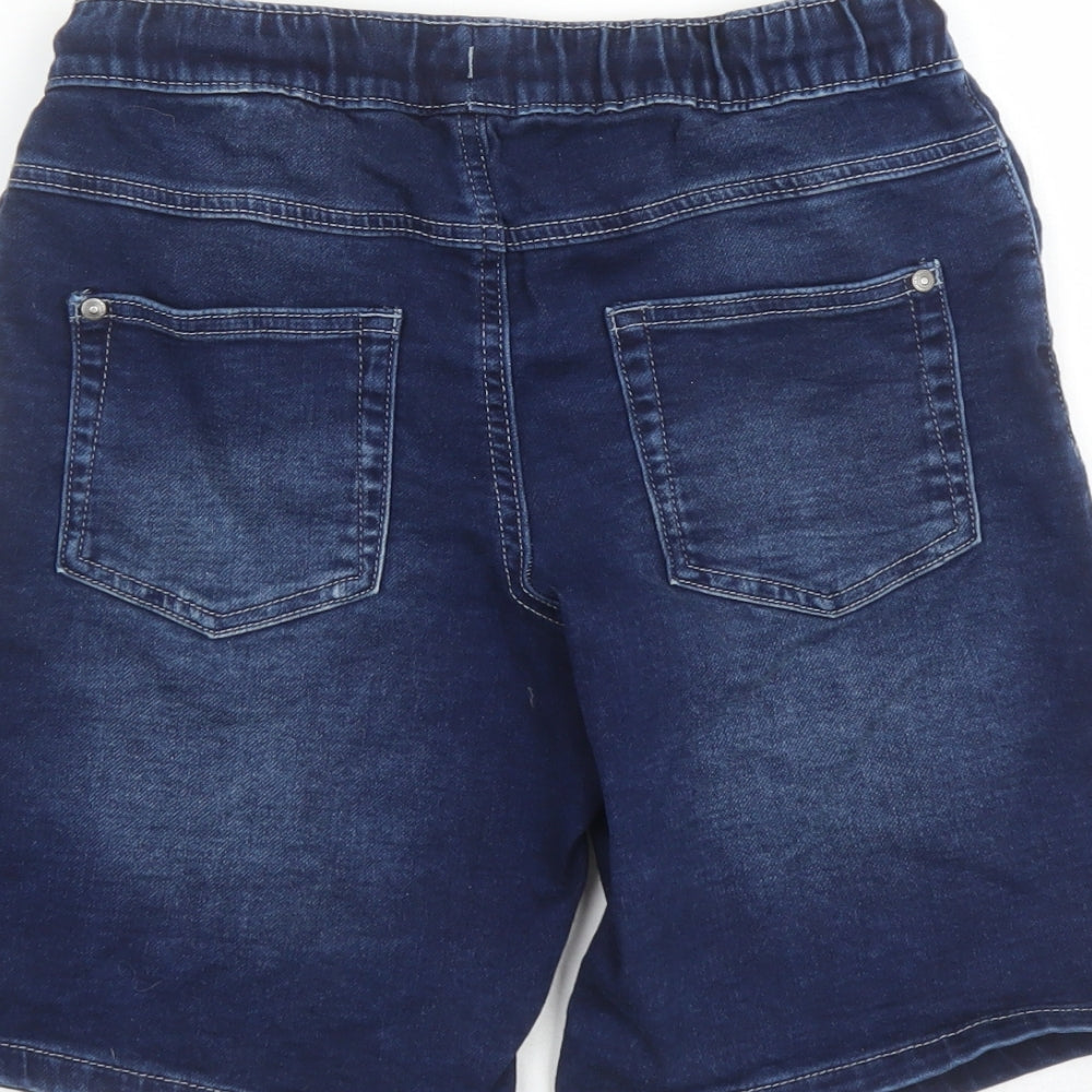 George Girls Blue Cotton Bermuda Shorts Size 11-12 Years L9 in Regular Drawstring - Elasticated Waist Pockets