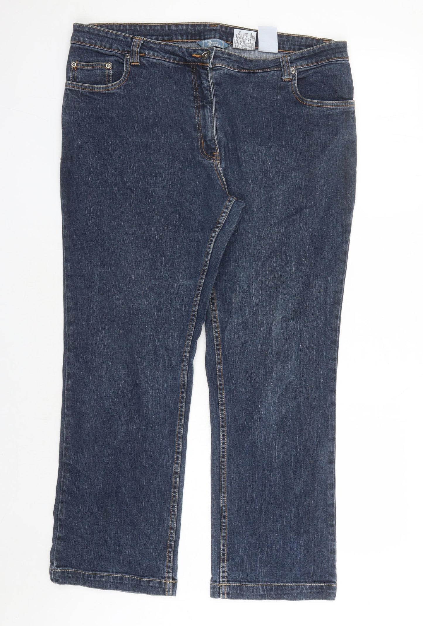 Papaya Womens Blue Cotton Straight Jeans Size 18 L27 in Regular Zip - Pockets