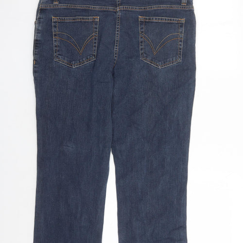 Papaya Womens Blue Cotton Straight Jeans Size 18 L27 in Regular Zip - Pockets