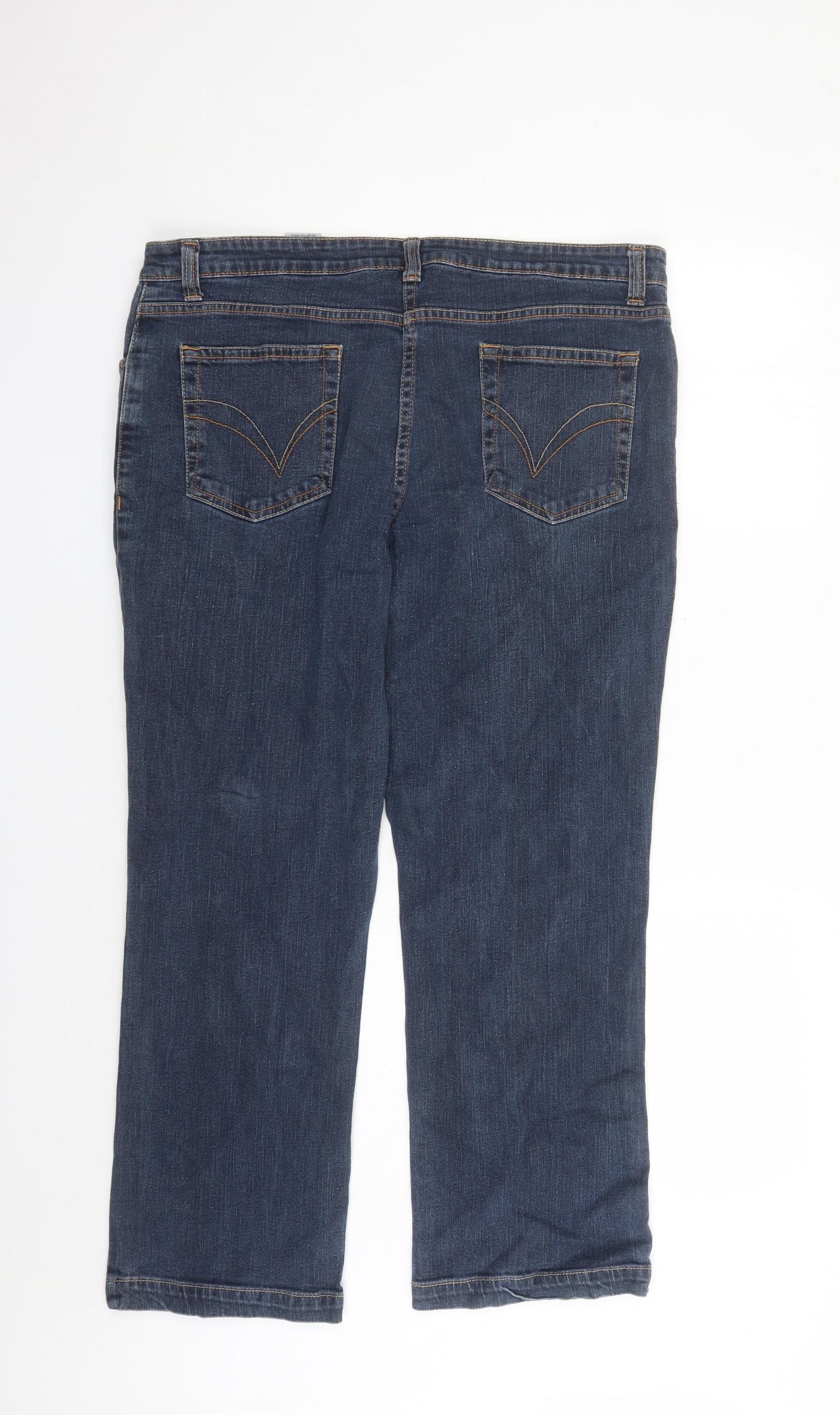 Papaya Womens Blue Cotton Straight Jeans Size 18 L27 in Regular Zip - Pockets
