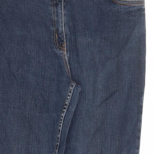 Papaya Womens Blue Cotton Straight Jeans Size 18 L27 in Regular Zip - Pockets