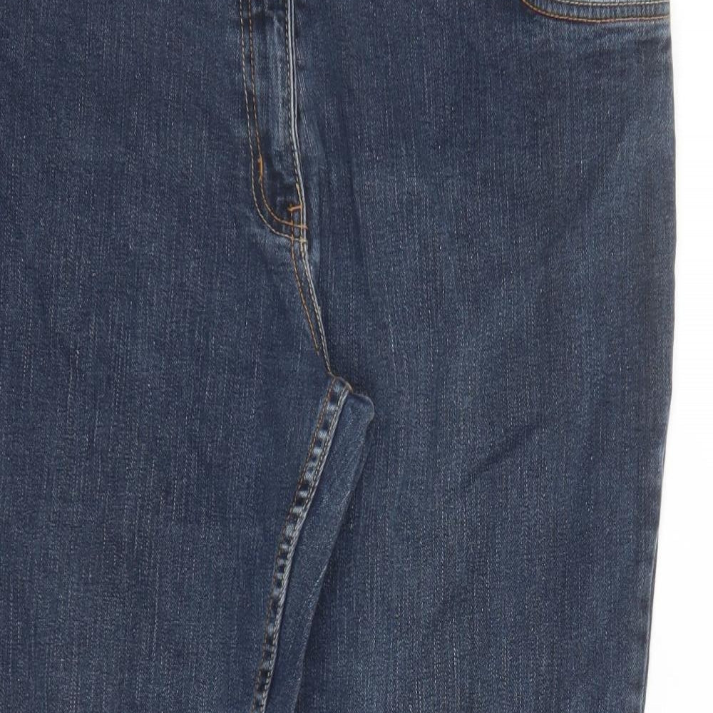 Papaya Womens Blue Cotton Straight Jeans Size 18 L27 in Regular Zip - Pockets
