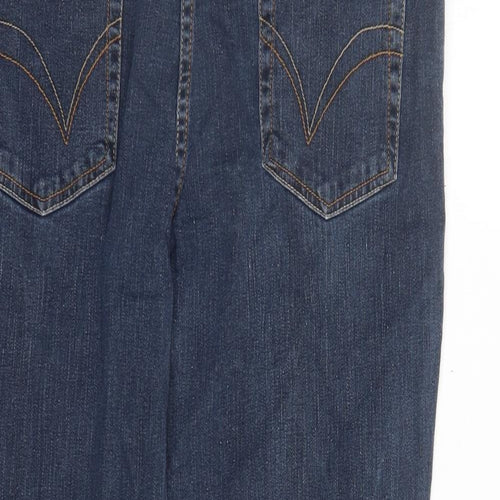 Papaya Womens Blue Cotton Straight Jeans Size 18 L27 in Regular Zip - Pockets