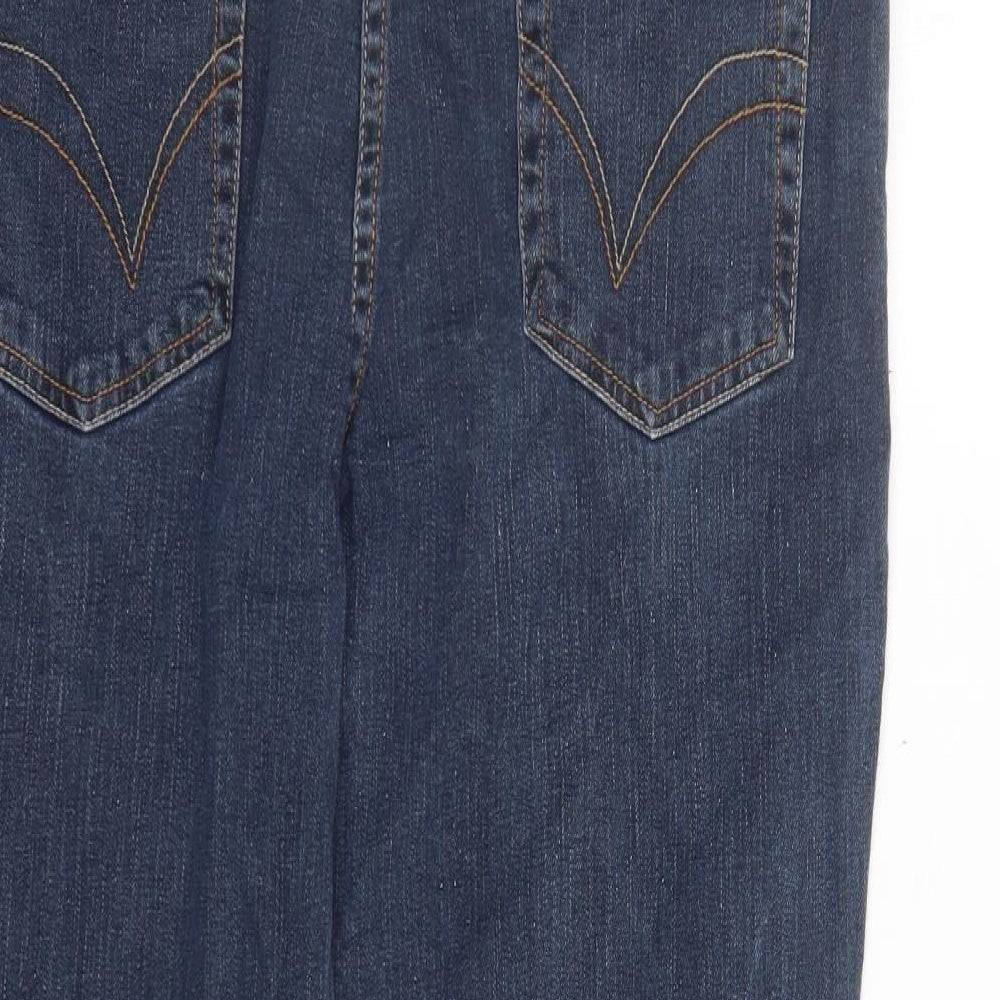 Papaya Womens Blue Cotton Straight Jeans Size 18 L27 in Regular Zip - Pockets